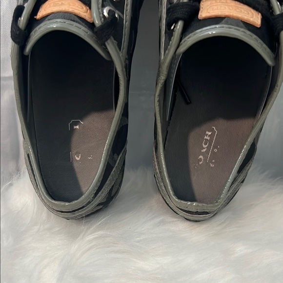 Coach Signature Francesca Black Gray Logo Sneakers Shoes - Picture 6 of 6